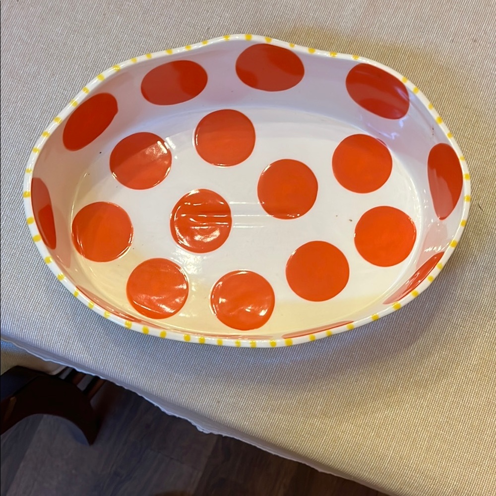 Coton Colors Red Polka Dot Serving Bowl